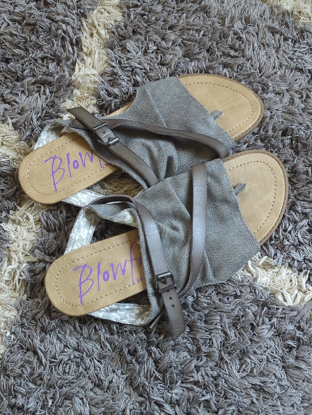 Blowfish Gray Casual Canvas Slide Sandals Size 11
